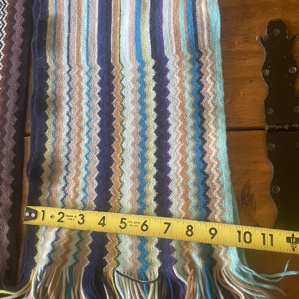 Lot Of 2 Missoni For Target Scarves Zig Zag Fringe Stripe Knit Wool Blend - Picture 8 of 8